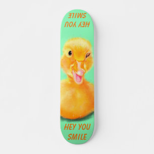 Grappige Skateboard Happy Duck Aangepaste Tekst en
