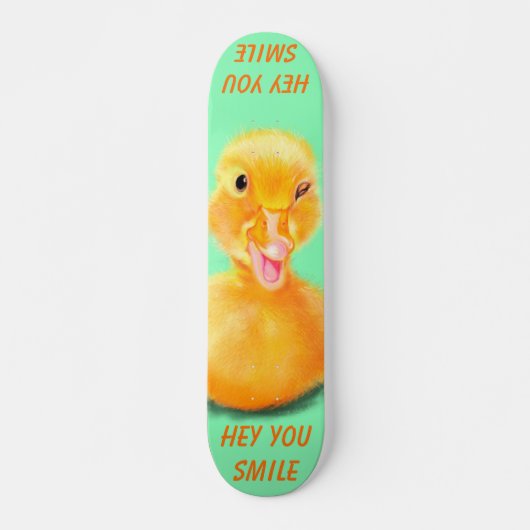 Grappige Skateboard Happy Duck Aangepaste Tekst en (Voorkant)