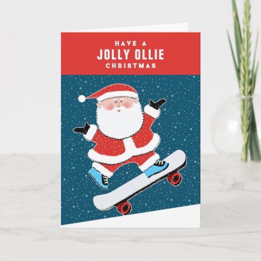 Grappige Skateboard Kerst Feestdagen Kaart (Voorkant)