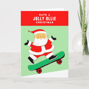 Grappige Skateboard Kerstmis Feestdagen Kaart
