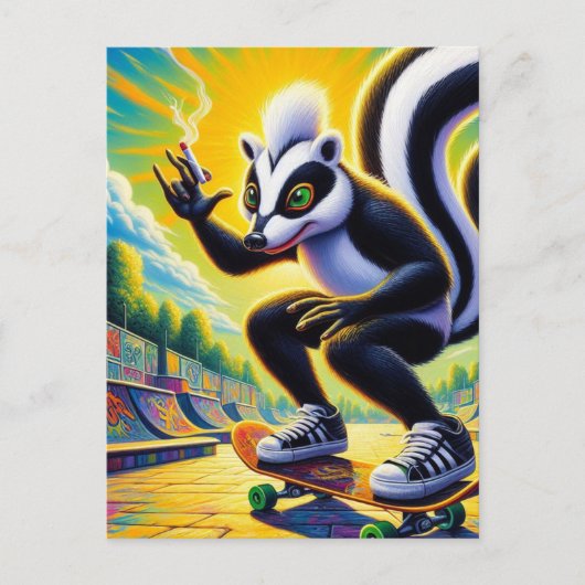 Grappige skateboarden Skunk Briefkaart (Voorkant)