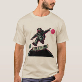 Grappige Skateboardende Astronaut Ruimte Skater T- T-shirt