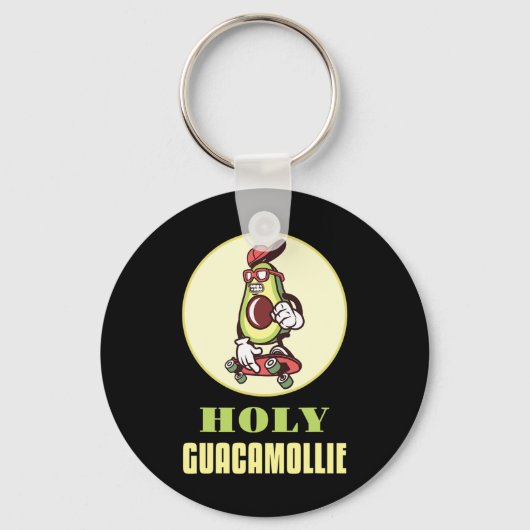 Grappige Skateboardende Avocado Cool Skater Skateb Sleutelhanger (Voorkant)