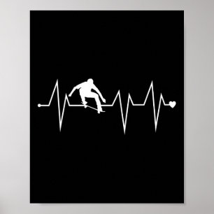 Grappige Skateboardende Skater Hartslag Hart Pols Poster