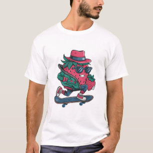 Grappige skateboarder berry cool lover aardbei t-shirt