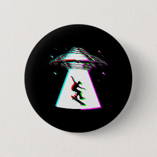 Grappige Skateboarding Ufo Skater Alienontvoering Ronde Button 5,7 Cm