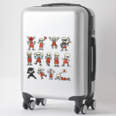 Grappige Skelet Basketbal Sticker Set — Schedel (Koffer)