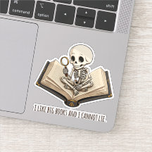 Grappige Skelet Boekenwurm Laptop Vinyl Sticker Sh