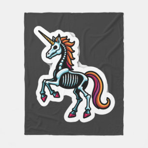Grappige Skelet Eenhoorn Liefhebbers Griezelen Hal Fleece Deken