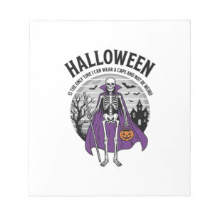 Grappige Skelet Halloween Cape Citaat Vintage Ontw Notitieblok