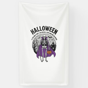 Grappige Skelet Halloween Cape Citaat Vintage Ontw Spandoek