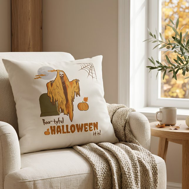 Grappige Skelet Halloween Worp Kussen (Creator heeft geüpload)