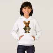 Grappige skelet hond Halloween print voor kinderen (Voorkant volledig)