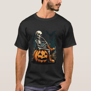 Grappige skelet instelling wachten op Halloween po T-shirt