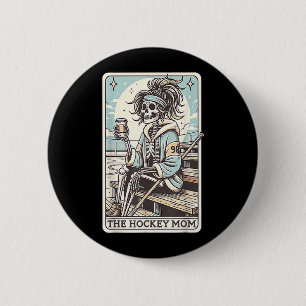 Grappige skelet kaart voor hockeymoeder ronde button 5,7 cm