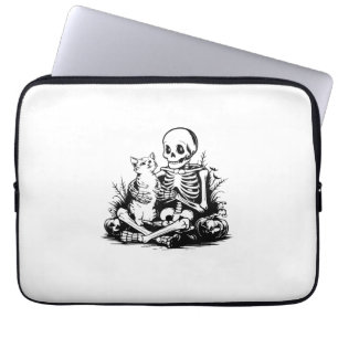 Grappige Skelet Kat Schedel Kitten Lieve Kat Goth  Laptop Sleeve