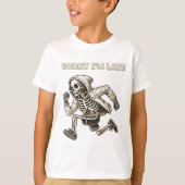 Grappige skelet-kind loopt te laat t-shirt (Voorkant)