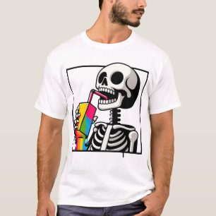 Grappige skelet sap pauze illustratie t-shirt
