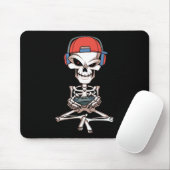 Grappige Skelet Schedel Video Game Speler Hallowee Muismat (Met muis)