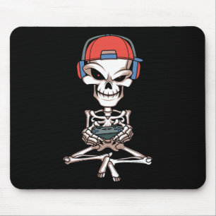 Grappige Skelet Schedel Video Game Speler Hallowee Muismat