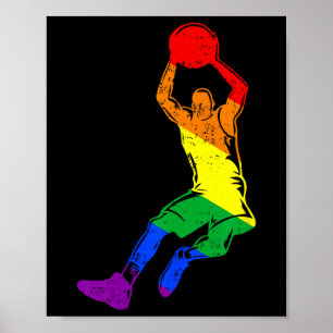 Grappige Skelet Speler Regenboog Vlag Homoseksueel Poster
