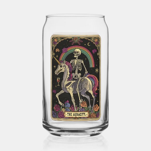 Grappige Skelet Tarot Kaart Blikvorm Glas (Achterkant)