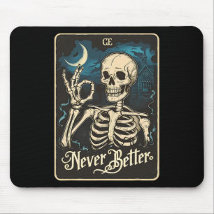 Grappige Skelet Tarotkaart Nooit Beter Schedel Hal Muismat