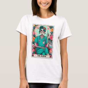Grappige Skelet Verpleegster Tarot T-shirt