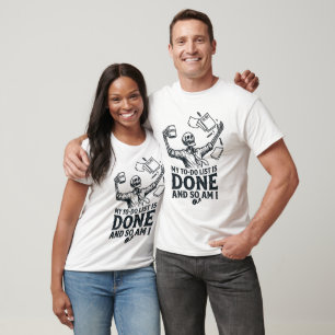 Grappige skelet werknemer takenlijst voltooid t-shirt