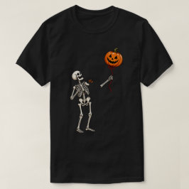 Grappige skeletarm drijvende pompoenballon t-shirt
