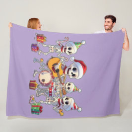 Grappige Skeletband Kerst & Nieuwjaar – 3D Cart Fleece Deken