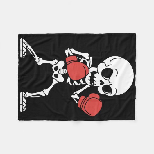 Grappige Skeleton Boxing Lovers Spooky Halloween B Fleece Deken (Voorkant (Horizontaal))