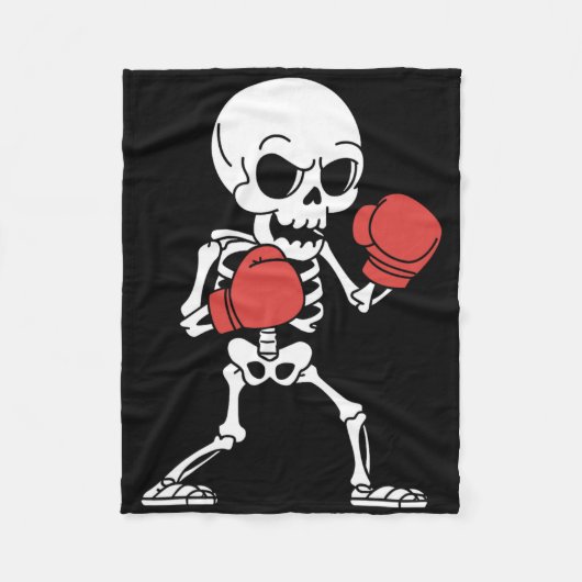 Grappige Skeleton Boxing Lovers Spooky Halloween B Fleece Deken (Voorkant)