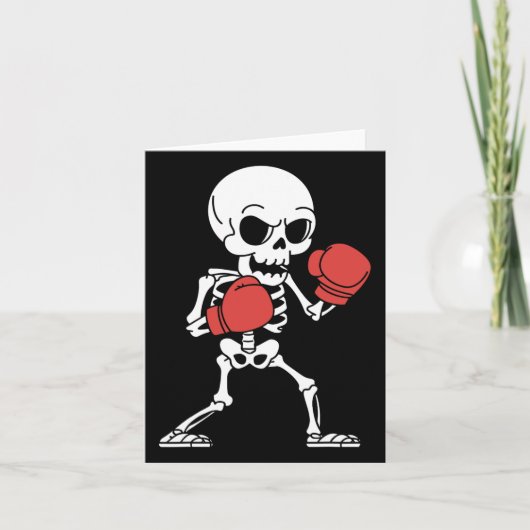 Grappige Skeleton Boxing Lovers Spooky Halloween B Kaart (Voorkant)