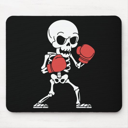 Grappige Skeleton Boxing Lovers Spooky Halloween B Muismat (Voorkant)