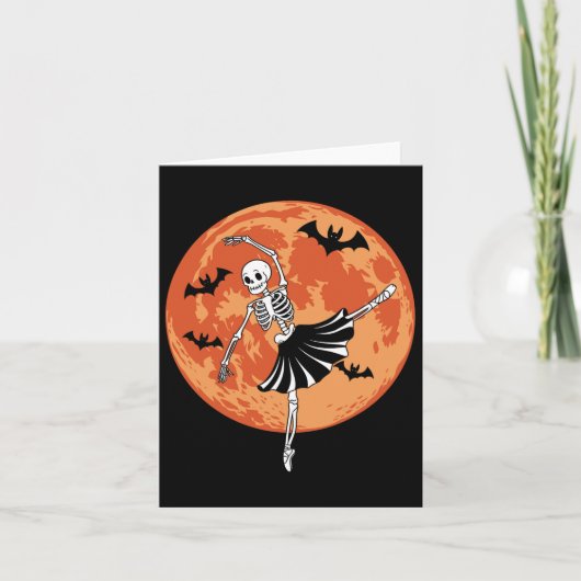 Grappige Skeleton Dancing Ballet Liefhebbers Spook Kaart (Voorkant)
