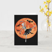 Grappige Skeleton Dancing Ballet Liefhebbers Spook Kaart (Gele Bloem)