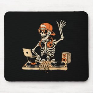 Grappige Skeleton DJ Halloween Kostuum Muziek Love Muismat
