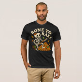 Grappige Skeleton Herfst Bone naar Rake Autumn Hal T-shirt (Voorkant volledig)