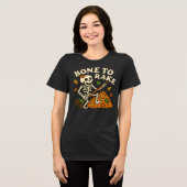 Grappige Skeleton Herfst Bone naar Rake Autumn Hal Tri-Blend Shirt (Voorkant volledig)