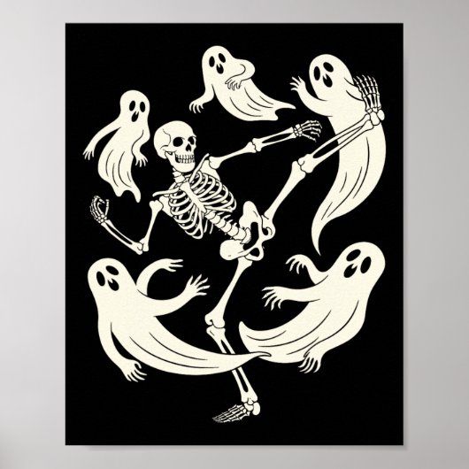 Grappige Skeleton Karate Lovers Spooky Halloween M Poster (Voorkant)