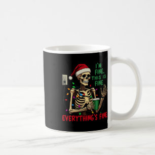 Grappige Skeleton kerstverlichting Ik ben prima al Koffiemok