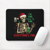 Grappige Skeleton kerstverlichting Ik ben prima al Muismat (Met muis)