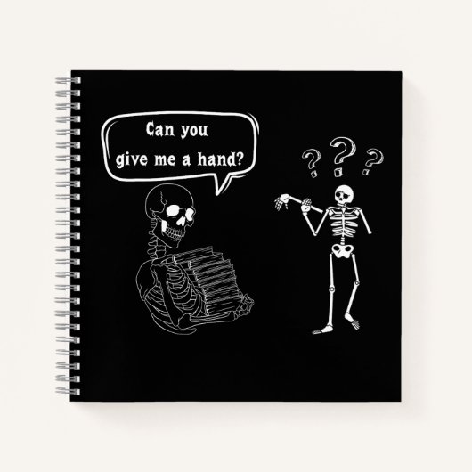 Grappige Skeleton Pun Kan Je Mij Een Hand Geven Notitieboek (Voorkant)