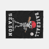 Grappige Skeleton sportspeler honkbal is mijn favo Fleece Deken (Voorkant (Horizontaal))
