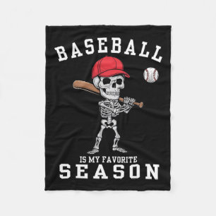 Grappige Skeleton sportspeler honkbal is mijn favo Fleece Deken