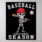 Grappige Skeleton sportspeler honkbal is mijn favo Poster (Voorkant)