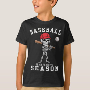 Grappige Skeleton sportspeler honkbal is mijn favo T-shirt