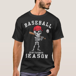 Grappige Skeleton sportspeler honkbal is mijn favo T-shirt