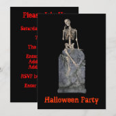Grappige Skeleton Tombstone Halloween Uitnodiging (Voorkant / Achterkant)
